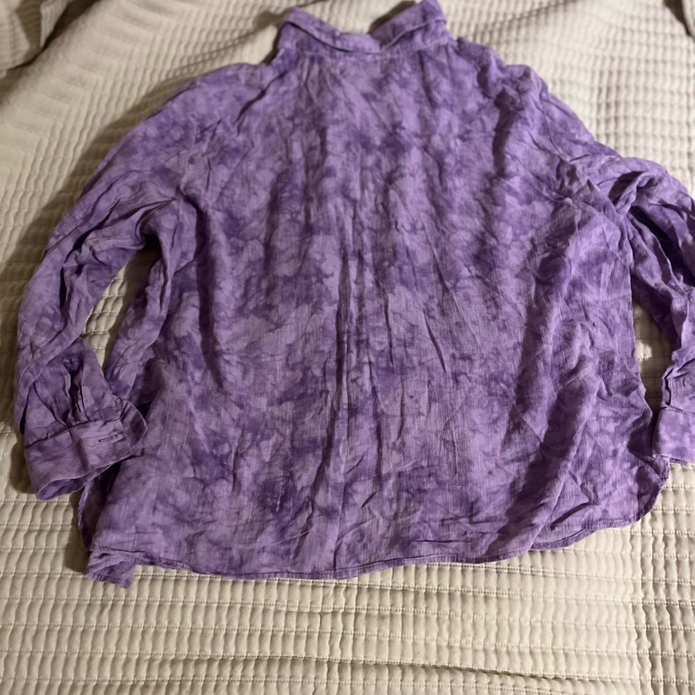 Susan Graver Lavender Button-Down Shirt - Picture 4 of 7